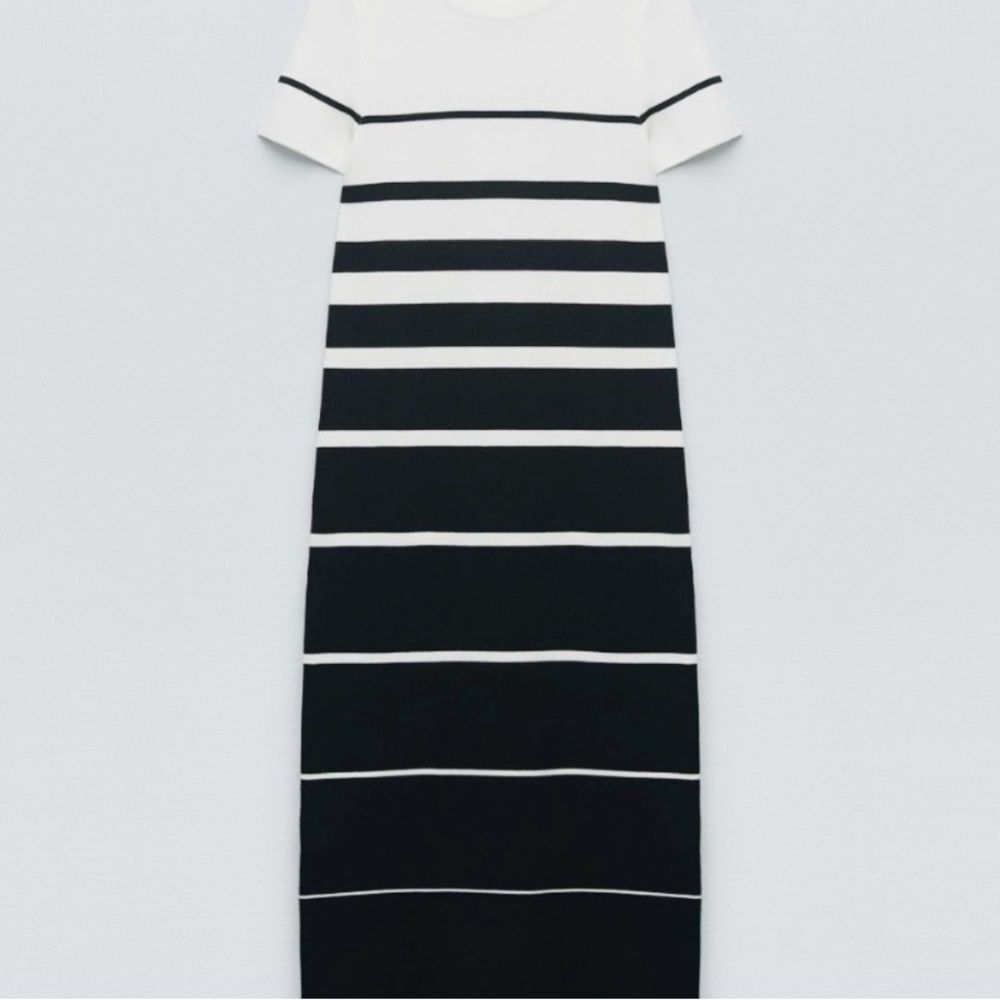 Zara Black and White Crew Neck Maxi Dress